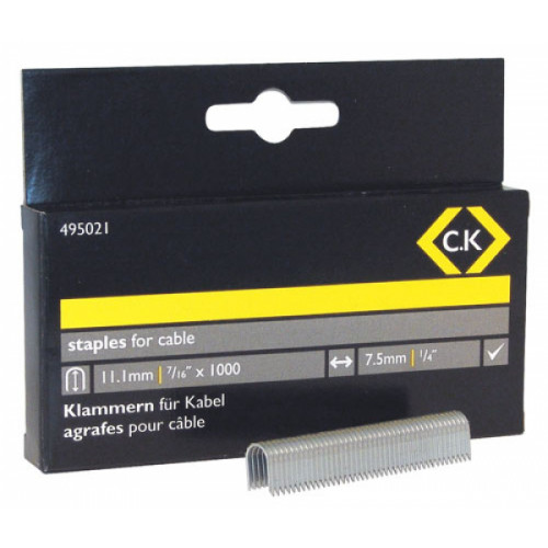 CK Cable Staples 7.5mm wide x 11.1mm deep Box of 1000