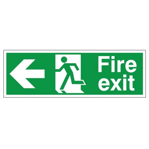 Fire Exit + Running Man, White, Rigid PVC, 150 x 400mm