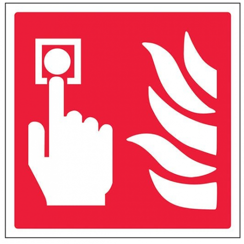 Fire Alarm Manual Call Point Sign, White, Rigid PVC, 100 x 100mm