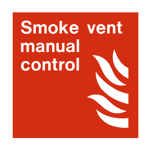 Smoke Vent Manual Control Sign, White, Rigid PVC, 100 x 100mm