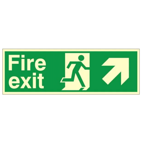 Fire Exit + Running Man Arrow Up, Photoluminescent, Rigid PVC, 150 x 400mm