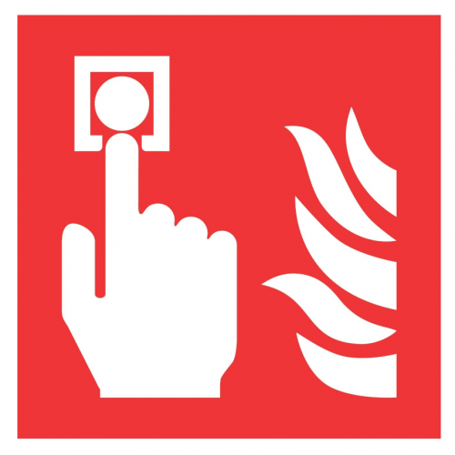 Fire Alarm Manual Call Point Sign, White, Vinyl, 100 x 100mm