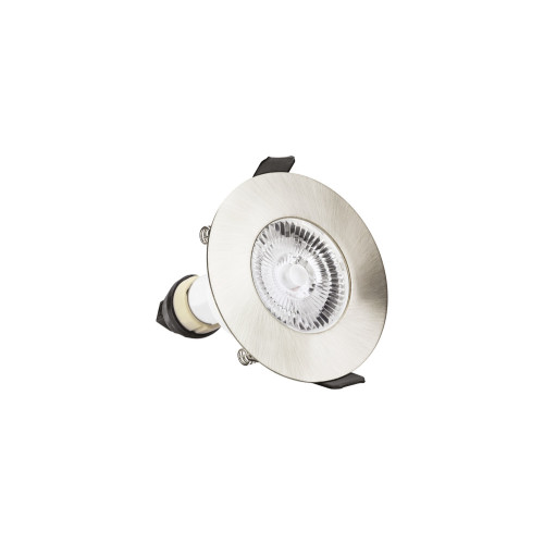 EVOFIRE FIRE RATED DOWNLIGHT 70MM CUTOUT 4PACK IP65 SATIN NICKEL ROUND +GU10